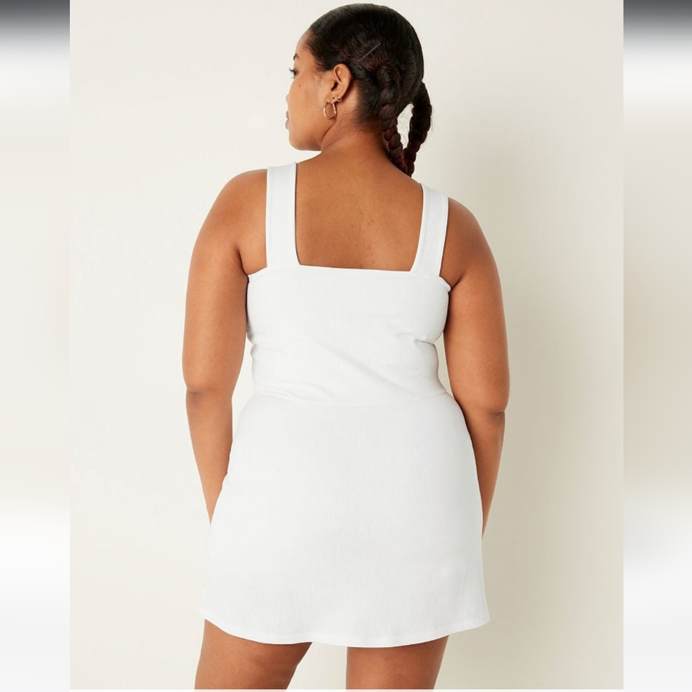 Pink Ribbed Square Neck Active Dress - Picture 3 of 10